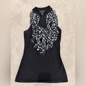White House, Black market Black and White Animal Print sleeveless top XXS